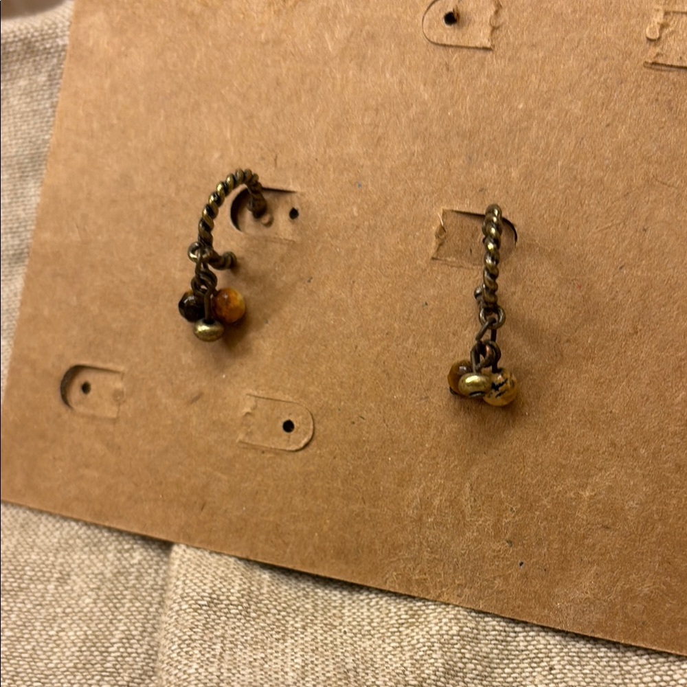 Elegant Gold and Brown Dangle Earrings